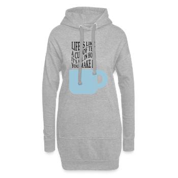 La vie comme le thé - Sweat-shirt à capuche long Femme - gris chiné - Devant