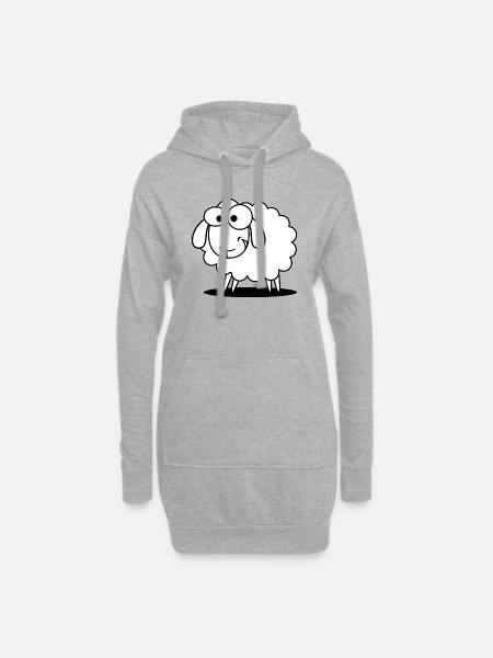 Witziges Schaf - Hoodie-Kleid - Grau meliert