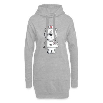 Krankenschwester Bär I Nurse Teddy Geschenk Arzt - Hoodie-Kleid - Grau meliert - Vorne