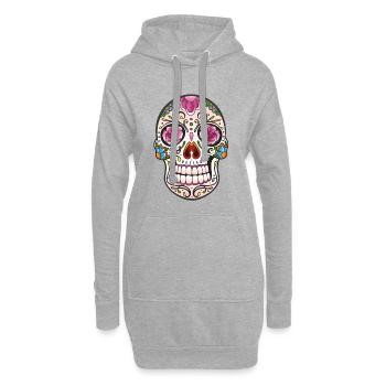 Mexican Sugar Skull, day of the dead - Sweat-shirt à capuche long Femme - gris chiné - Devant