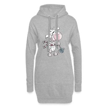 Schaf mit Wollknäuel - Schafe - Schäfchen - Comic - Hoodie-Kleid - Grau meliert - Vorne