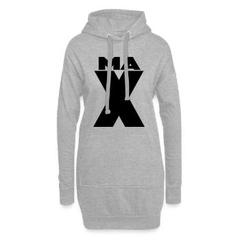 Max X – Minimal Name Design - Hoodie-Kleid - Grau meliert - Vorne