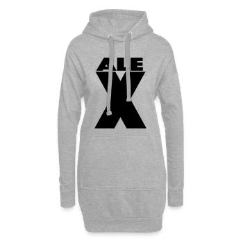 Alex X – Minimal Name Design - Hoodie-Kleid - Grau meliert - Vorne