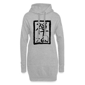 Le mot zen en japonais (noir) - Sweat-shirt à capuche long Femme - gris chiné - Devant