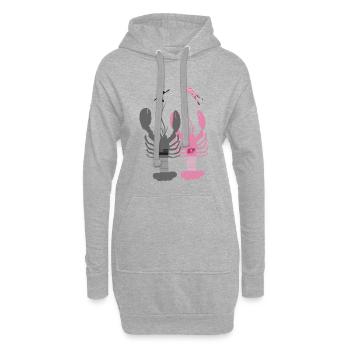 Bretagne - Homards gris et rose - Sweat-shirt à capuche long Femme - gris chiné - Devant