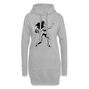 Volleyballerin Cartoon Look - Hoodie-Kleid - Grau meliert - Vorne