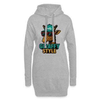Giraffy Style Giraffe mit Cap - Hoodie-Kleid - Grau meliert - Vorne