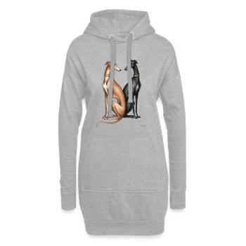 Zwei Galgos  - Hoodie-Kleid - Grau meliert - Vorne