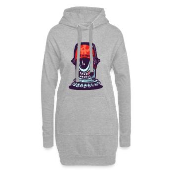 Schädel-Weltraumhelm - Hoodie-Kleid - Grau meliert - Vorne