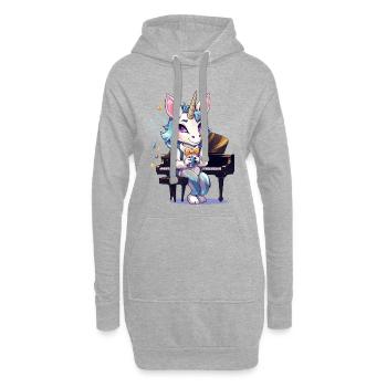 Piano Einhorn Künstler Kaffee - Hoodie-Kleid - Grau meliert - Vorne