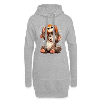 Cute Monkey Punch Japanese Meme - Hoodie-Kleid - Grau meliert - Vorne