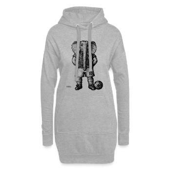 Éléphant avec un ballon de football pour des chemises éclatantes - Sweat-shirt à capuche long Femme - gris chiné - Devant