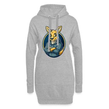 Kangaroo Kawaii mascotte dessin animé Clipart Logo Badge - Sweat-shirt à capuche long Femme - gris chiné - Devant