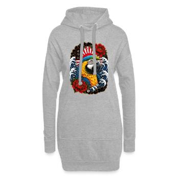 Ara Papagei im japanischen Irezumi Tattoo Stil - Hoodie-Kleid - Grau meliert - Vorne