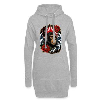 Schimpanse im japanischen Irezumi Tattoo Stil - Hoodie-Kleid - Grau meliert - Vorne