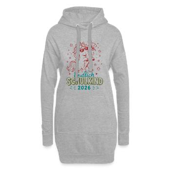 Unicornenfeier Schulkind 2026 - Hoodie-Kleid - Grau meliert - Vorne