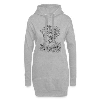 Widder-Frau – Astrologiegeschenk - Hoodie-Kleid - Grau meliert - Vorne