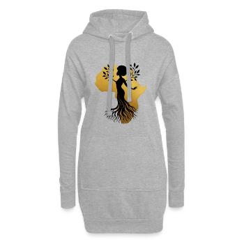Africa Femme – Cadeau Racines - Sweat-shirt à capuche long Femme - gris chiné - Devant