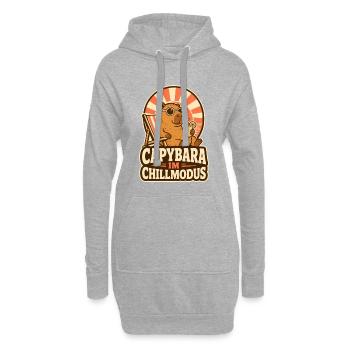 Capybara im Chillmodus – Lustiger Tier Spruch - Hoodie-Kleid - Grau meliert - Vorne