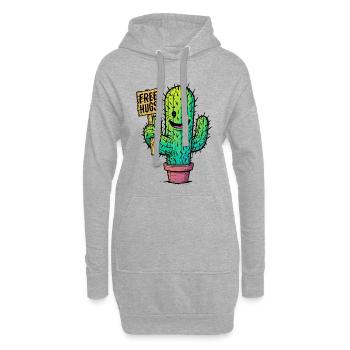 Cactus avec câlins gratuits - Sweat-shirt à capuche long Femme - gris chiné - Devant