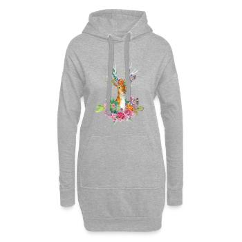 Niveau / n ° animal 4 (cerf / cerf) - couleur - Sweat-shirt à capuche long Femme - gris chiné - Devant