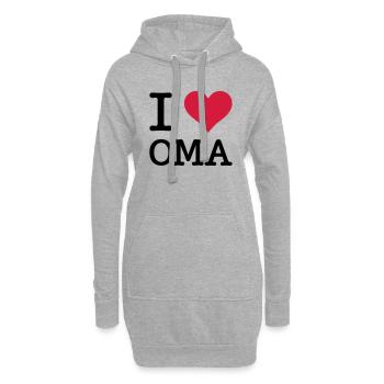 I Love Oma Großmutter Grandma Mutter Kult Motiv - Hoodie-Kleid - Grau meliert - Vorne