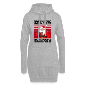 Weihnachtsmann - Hoodie-Kleid - Grau meliert - Vorne