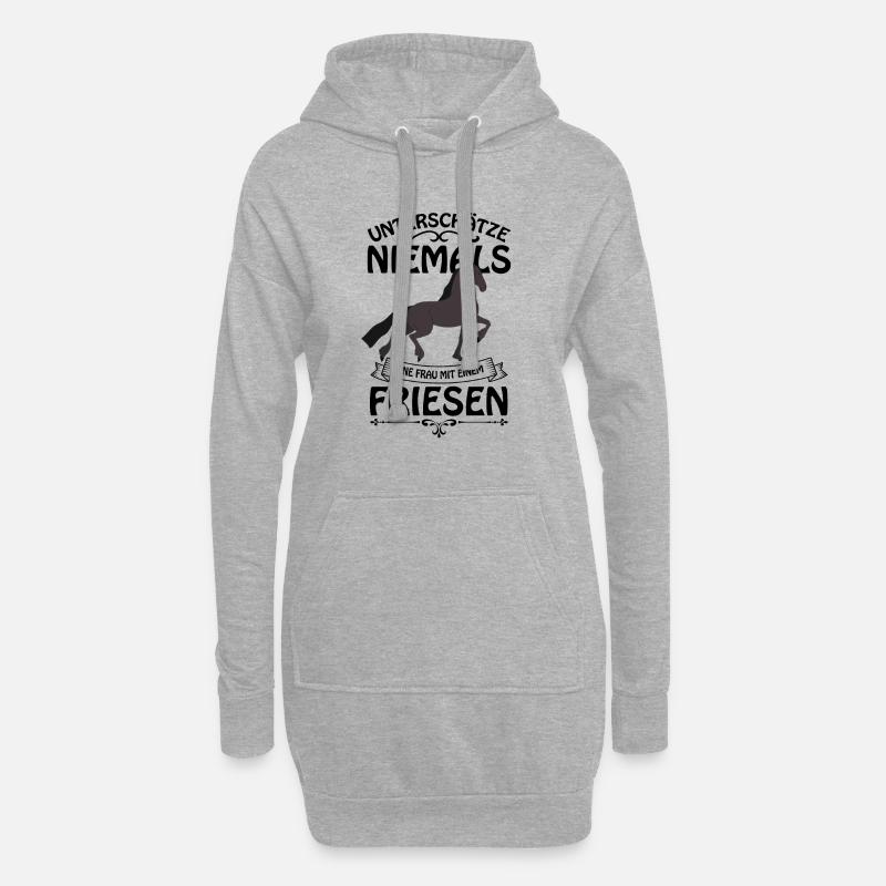 Friese Pferd - Hoodie-Kleid - Grau meliert