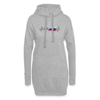 Battement de coeur de la Russie - Sweat-shirt à capuche long Femme - gris chiné - Devant