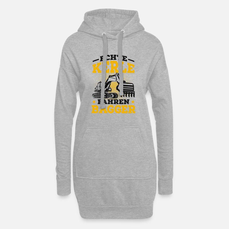 Baggerfahrer - Hoodie-Kleid - Grau meliert