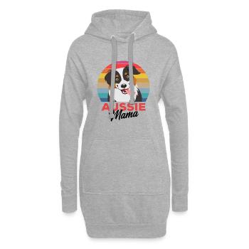 Australian Shepherd - Hoodie-Kleid - Grau meliert - Vorne