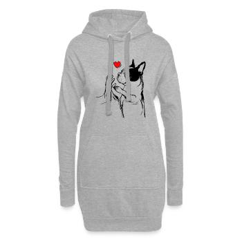 Boston Terrier Liebe Frauchen Hunde - Hoodie-Kleid - Grau meliert - Vorne