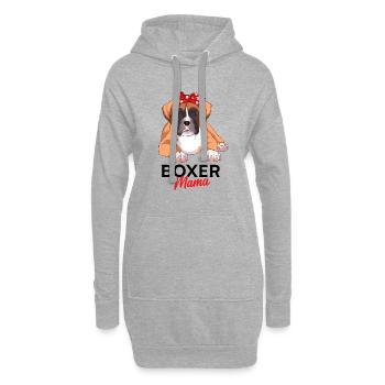 Boxer Hund - Hoodie-Kleid - Grau meliert - Vorne