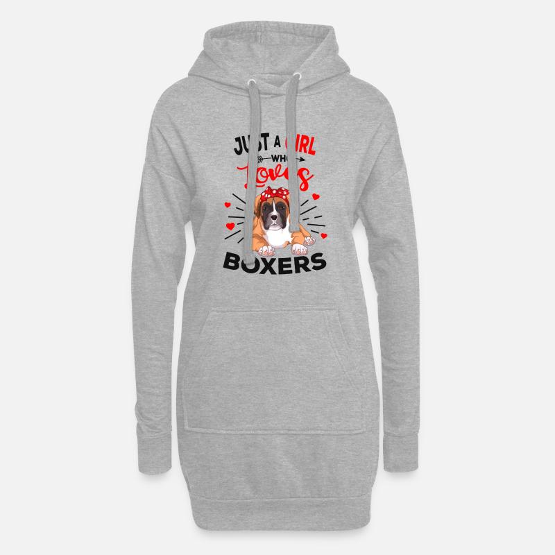 Boxer Hund - Hoodie-Kleid - Grau meliert