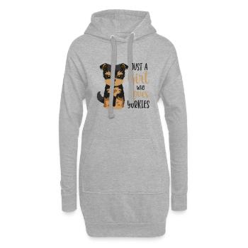 Yorkshire Terrier - Hoodie-Kleid - Grau meliert - Vorne