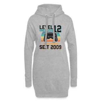 12. Geburtstag Gamer - Hoodie-Kleid - Grau meliert - Vorne