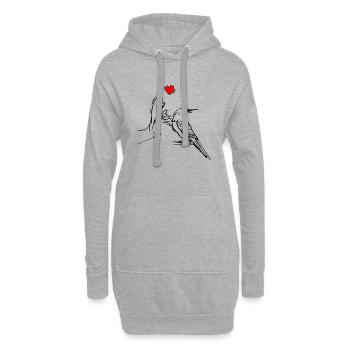 Nymphensittich Liebe Herz Vogel Papagei - Hoodie-Kleid - Grau meliert - Vorne