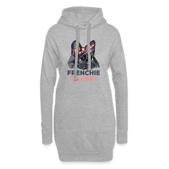 Bulldog français - Sweat-shirt à capuche long Femme - gris chiné - Devant