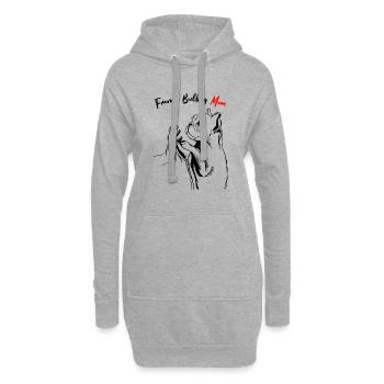 Bulldog français - Sweat-shirt à capuche long Femme - gris chiné - Devant