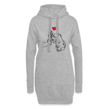Frosch Liebe Frösche Kinder Mädchen - Hoodie-Kleid - Grau meliert - Vorne