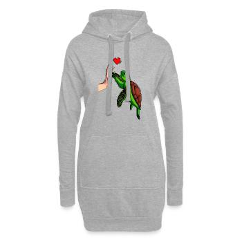 Tortues - Sweat-shirt à capuche long Femme - gris chiné - Devant