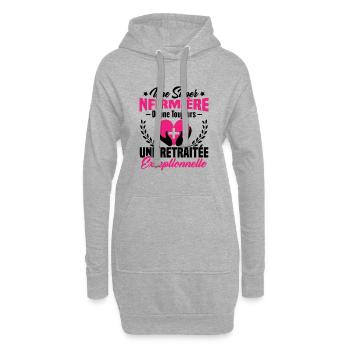 Humour infirmière retraitée, Cadeau retraite - Sweat-shirt à capuche long Femme - gris chiné - Devant