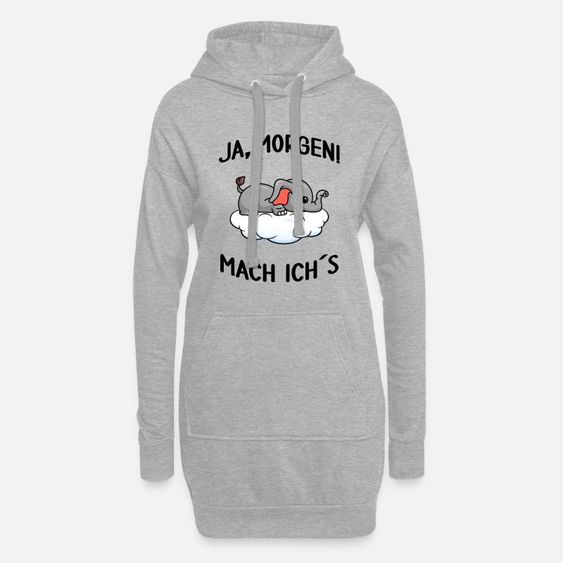 Elefant chillt Mittagsschlaf Pausemodus Feierabend - Hoodie-Kleid - Grau meliert