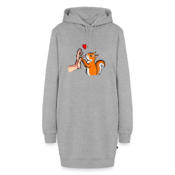 Eichhörnchen Mädchen Kinder Damen - Hoodie-Kleid - Grau meliert - Vorne