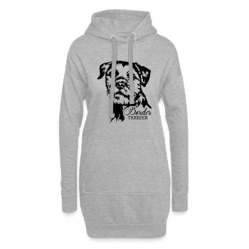 BORDER TERRIER Hundeportrait Hund Hunde Wilsigns - Hoodie-Kleid - Grau meliert - Vorne