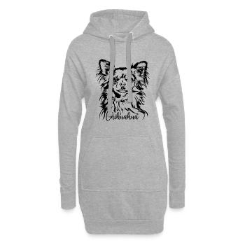 CHIHUAHUA Chien Portrait Chiens Wilsigns - Sweat-shirt à capuche long Femme - gris chiné - Devant