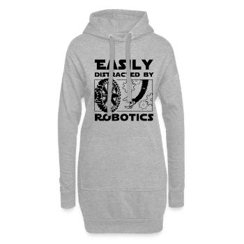 Abgelenkt von Robotern Lustiger Roboteringenieur - Hoodie-Kleid - Grau meliert - Vorne