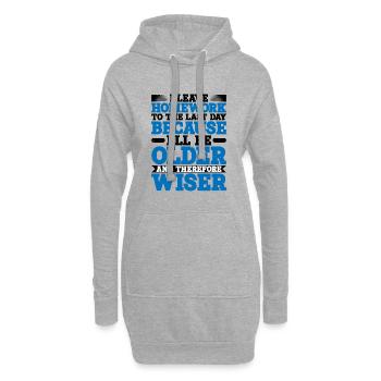 Je laisse les devoirs au dernier jour - Sweat-shirt à capuche long Femme - gris chiné - Devant