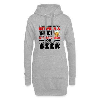 La différence entre une bière et votre opinion 2 - Sweat-shirt à capuche long Femme - gris chiné - Devant