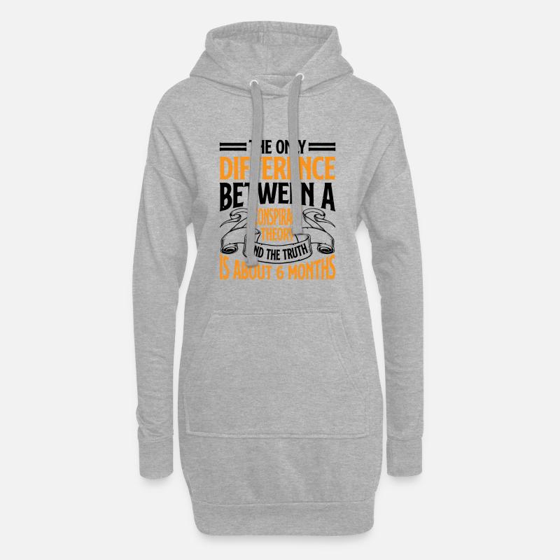 The Only Difference Between A Conspiracy Theory 18 - Hoodie-Kleid - Grau meliert
